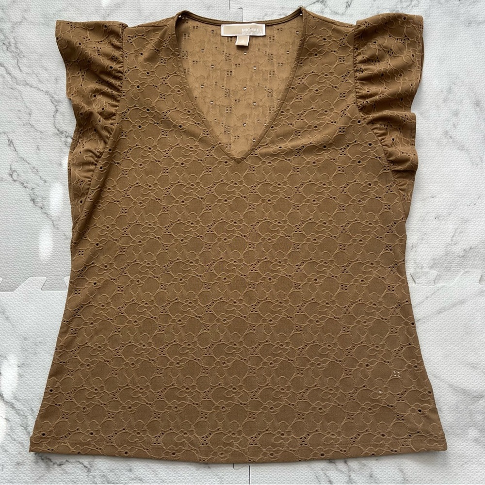 Michael Kors Tan Lace Blouse